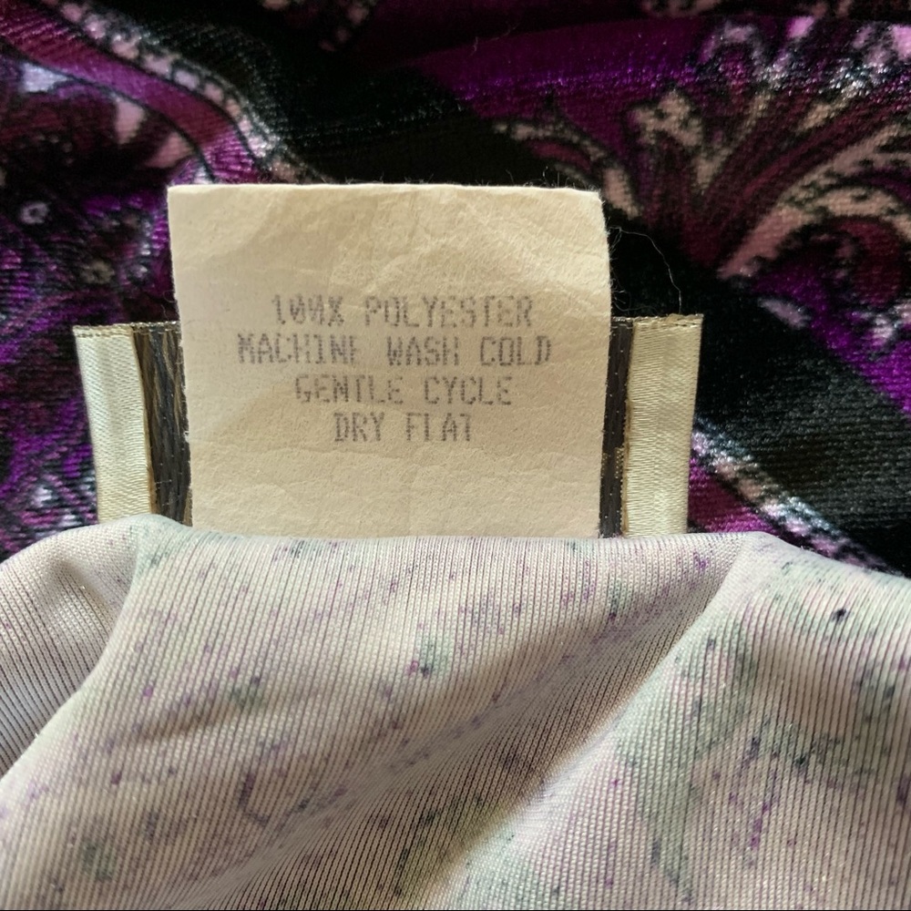 🚫SOLD•E✝️SY🚫 Vintage Velour Asymmetrical Paisley Purple Skirt - Picture 8 of 9